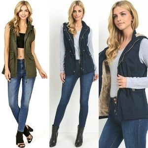 Olive Green Hooded Utility Vest